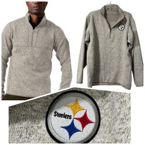 Pittsburgh Steelers Fortune Pullover by Antigua Heathered Oatmeal XL